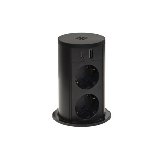 LIFT pyöreä, musta lasi USB QI