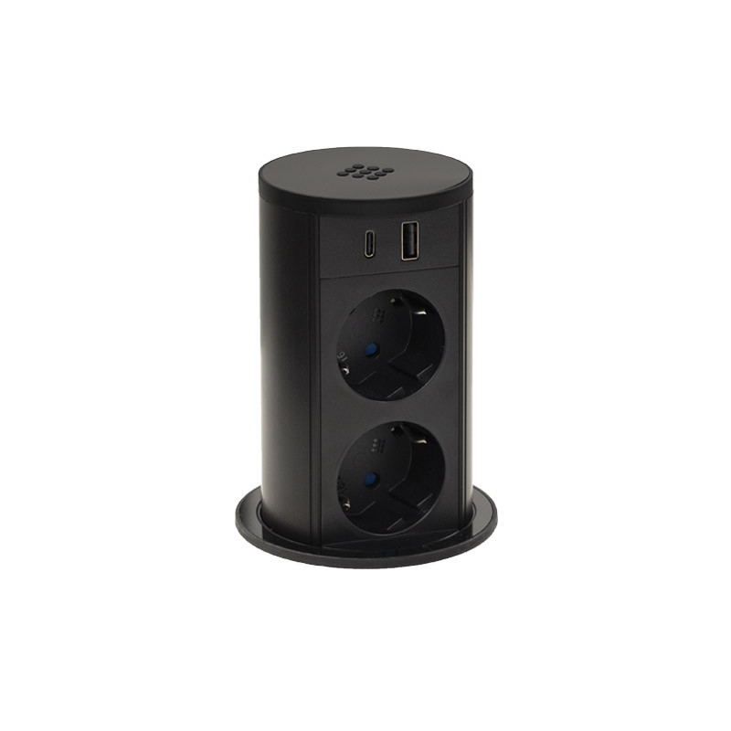 LIFT pyöreä, musta lasi USB QI LIFT pyöreä, musta lasi USB QI